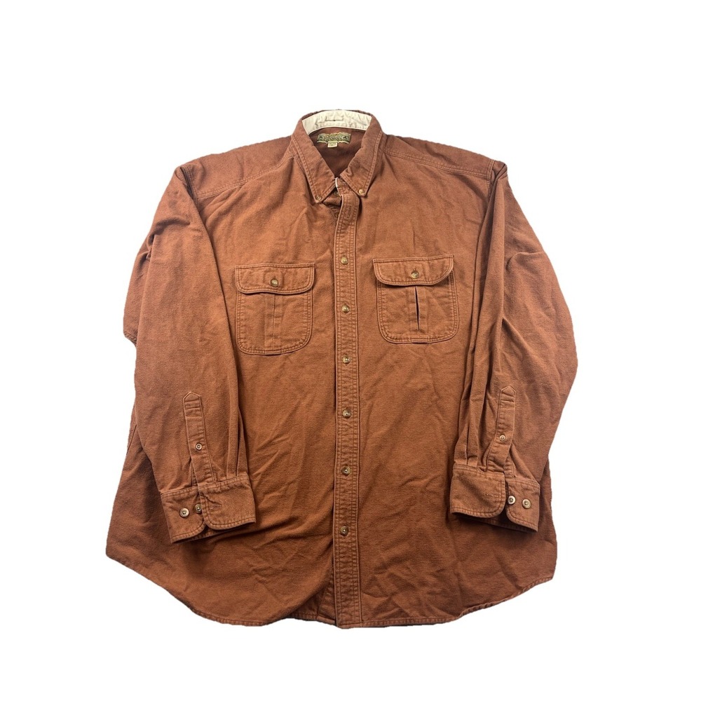 Cabelas Mens Vintage Deerskin Soft Chamois Shirt Size 2XL Tall Tan Brown Outdoor